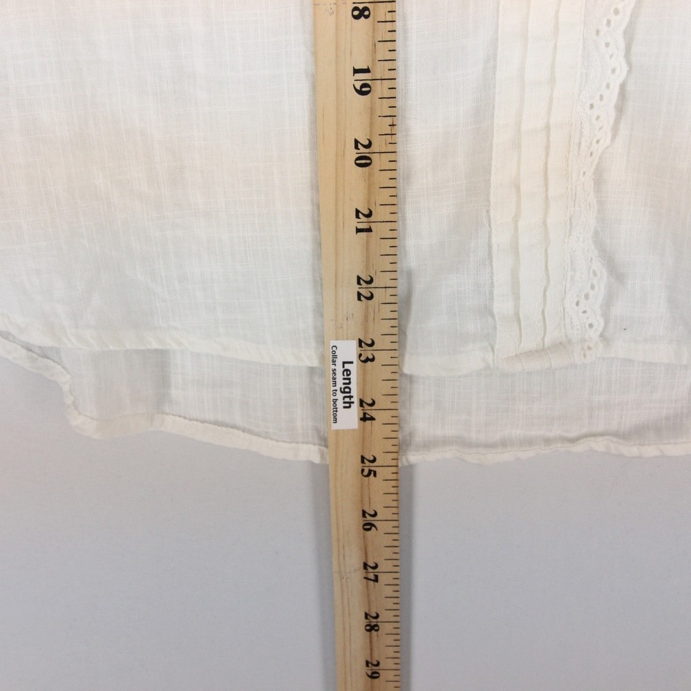 Free People Blouse Womens M White Eyelet Ruffle Victorian Boho Long Sleeve - Picture 7 of 11